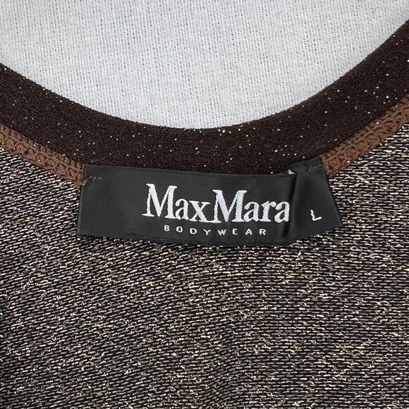 MAX MARA BODYWEAR Stretch Knit Layering Top Womens Large Brown Gold 3/4 Sleeve - Picture 8 of 11